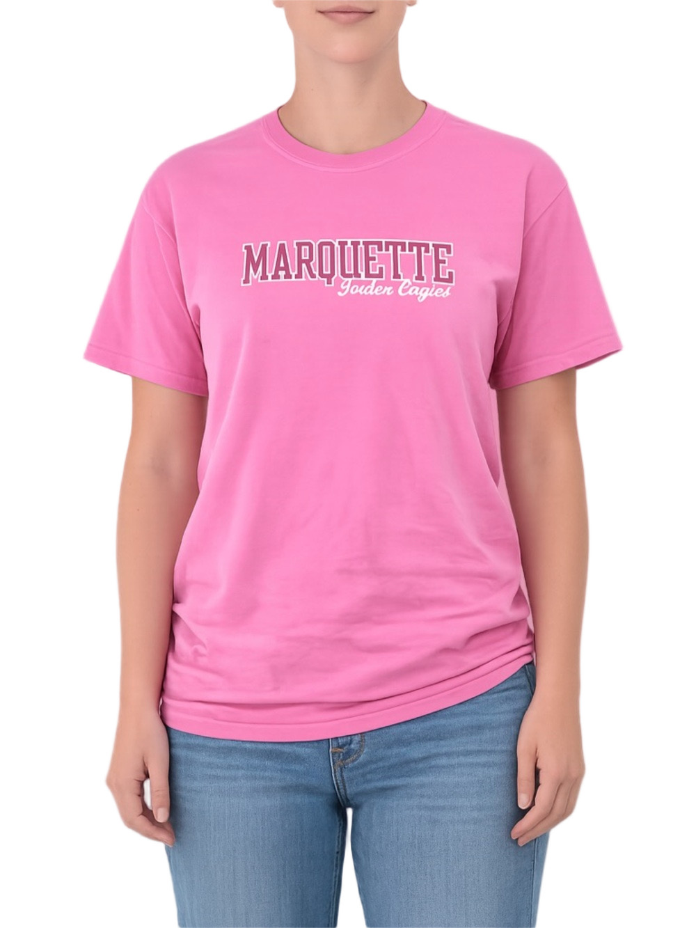 Gildan Pink Short Sleeve marquette golden eagles cotton tee shirt